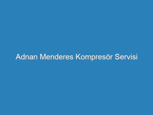 Adnan Menderes Kompresör Servisi