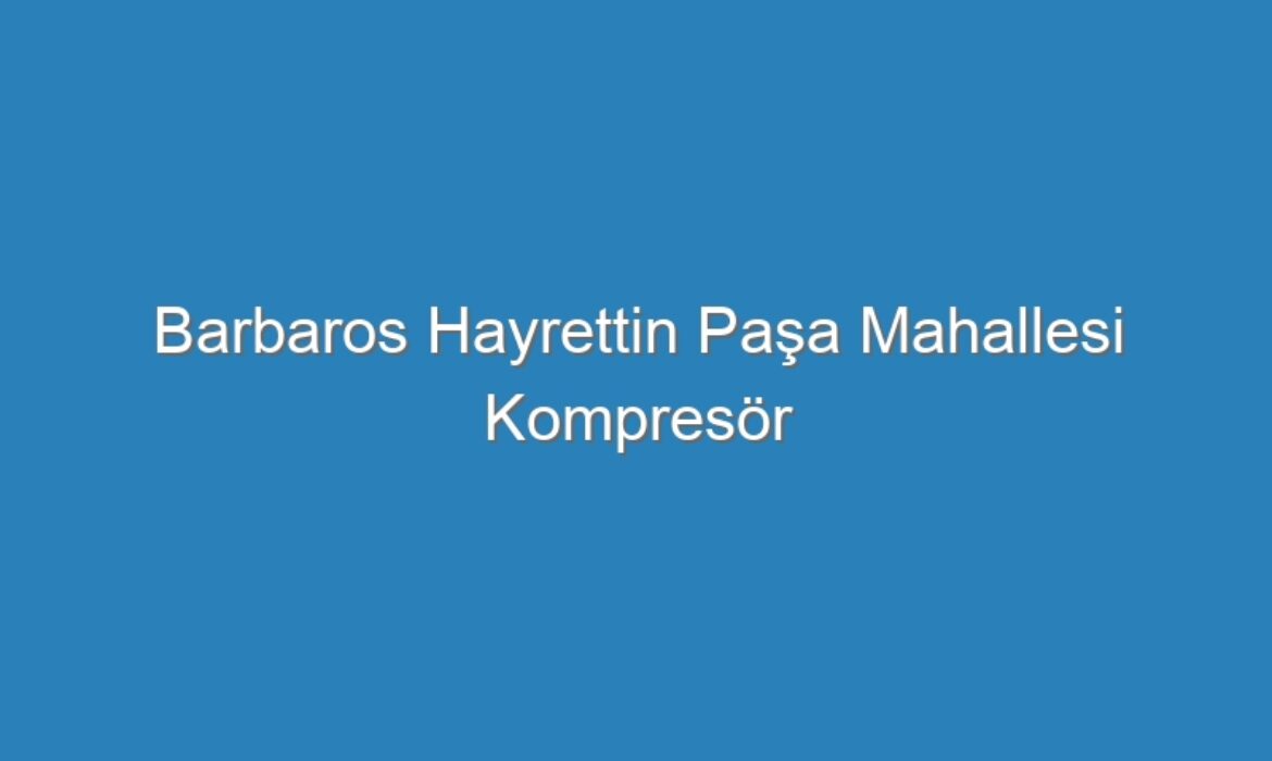Barbaros Hayrettin Paşa Mahallesi Kompresör Servisi