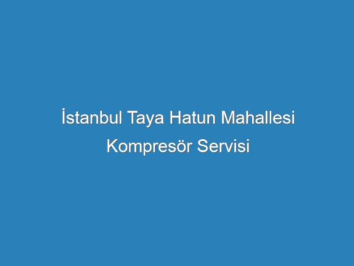 İstanbul Taya Hatun Mahallesi Kompresör Servisi