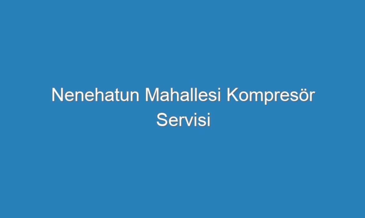 Nenehatun Mahallesi Kompresör Servisi